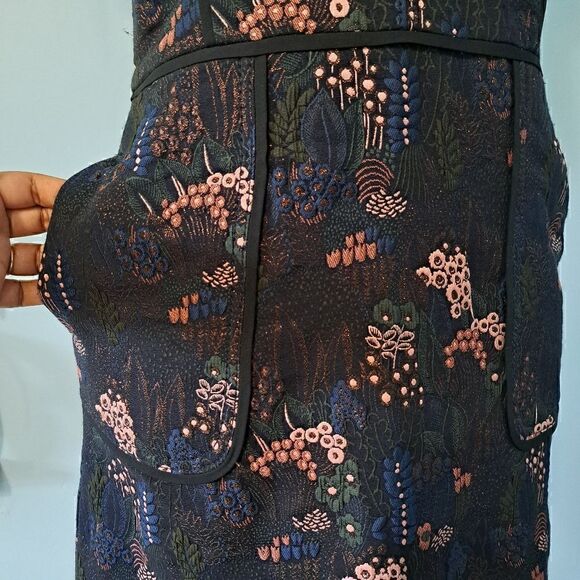 Ann Taylor Night Garden Tapestry Sheat Dress Size 2 Tall Navy/ Multi-colored - Picture 11 of 12